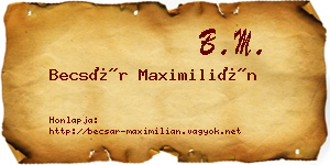 Becsár Maximilián névjegykártya